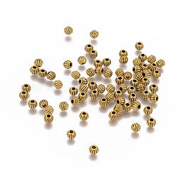 Perles de séparateur de style tibétain , de couleur or antique , sans plomb & sans nickel & sans cadmium , taille: environ 4 mm de long,  largeur de 4.5 mm, Trou: 1mm