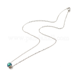 Ожерелье настроения, Ожерелье с подвеской из круглых стеклянных бусин с датчиком температуры для женщин, цвет нержавеющей стали, 17.71 дюйм (45 см)