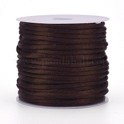 Nylon Cord, Satin Rattail Cord, for Beading Jewelry Making, Chinese Knotting, Coffee, 1mm, about 32.8 yards(30m)/roll