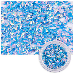 Glitter scintillante per unghie, paillettes manicure, unghie scintillanti fai-da-te, rombo, dodger blu, 3.5x2.5x1.5mm, 1 g / scatola