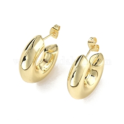 Серьги-гвоздики из латуни с толстым кольцом, серьги-кольца для женщин, реальный 18k позолоченный, 25.5x25x7.5 мм, штифты : 0.9 мм
