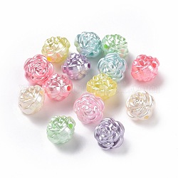 Perles acryliques de perles d'imitation, rose, couleur mixte, 11.5x12x11mm, Trou: 1.8mm