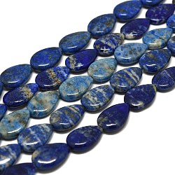 Chapelets de perles en lapis-lazuli naturel, larme, 18x12x4~5mm, Trou: 0.6mm, Environ 23 pcs/chapelet, 15.94'' (40.5 cm)