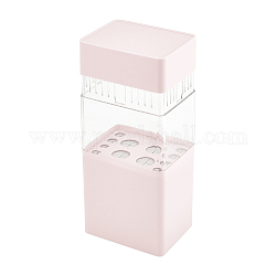 ABS with Plastic Cosmetic Brush Storage Container, Rectangle, Pink, 105x80x220mm