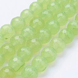 Natural Malaysia Jade Bead Strands, Dyed, Faceted, Round, Light Green, 10mm, Hole: 1mm, about 37pcs/strand, 14.5 inch(36.83cm)
