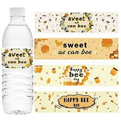 Creatcabin 1 sachet d'étiquettes en plastique auto-adhésives autocollants, pour le paquet, rectangle, motif d'abeilles, 50x216mm, 25 pièces / style, 100 pcs