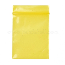 Однотонные полиэтиленовые пакеты с замком на молнии, закрывающиеся маленькие сумки для хранения ювелирных изделий, мешок с самоуплотнением, верхнего уплотнения, прямоугольные, желтые, 6.3x4 см (± 1~3 мм), односторонняя толщина: 2.7 мил (0.07 мм), около 90~100 шт / упаковка