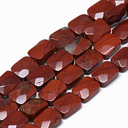 Natural Red Jasper Beads Strands, Faceted, Rectangle, 11x8x5mm, Hole: 1mm, about 18pcs/strand, 7.8 inch