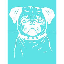 Self-Adhesive Silk Screen Printing Stencil, for Painting on Wood, DIY Decoration T-Shirt Fabric, Turquoise, Dog Pattern, 28x22cm
