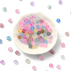 Transparent Frosted Glass Beads, Round, Mixed Color, 6mm