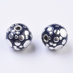 Perles Indonésiennes manuelles, avec les accessoires en métal, ronde, noir, 24mm, Trou: 3.5mm