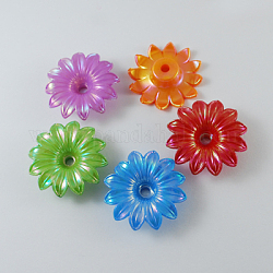 Opake Legierung Perlen, AB Farbe, Blume, Mischfarbe, 33x9 mm, Bohrung: 4 mm