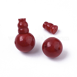 Coral sintético de 3 agujero guru cuentas, cuentas perforadas en t, para la fabricación de la joya budista, teñido, rojo, 12.5mm, agujero: 1.2 mm