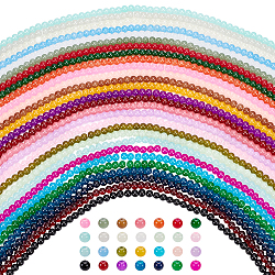 Пандахолл элита 28 подставки 28 цвета стеклянные бусины имитация нефрита, круглые, разноцветные, 8.5x7.5 мм, отверстие : 1.8 мм, около 100 шт / нитка, 29.13'' (74 см), 1 прядь / цвет