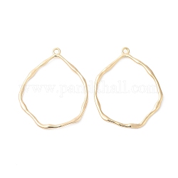 Brass Open Back Bezel, Nickel Free, Teardrop, for DIY UV Resin, Epoxy Resin, Pressed Jewelry Making, Real 18K Gold Plated, 37x28.5x1.5mm, Hole: 1.8mm