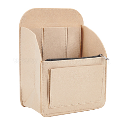 WADORN Felt Backpack Organizer Insert, Multi-Pocket Rucksack Shoulder Bag Interior Shaper Multifunctional Bag in Bag Travel Rucksack Insert Bag Organizer with Zipper, 7.7x4.7x10.4 Inch, Khaki