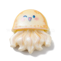 Cabochon di animali marini in resina opaca a tema oceano, cabochon glitterati, medusa, 21x19x7.5mm