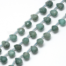 Fili di perline amazonite naturale, sfaccettato a goccia, 13~14x10~11mm, Foro: 1 mm, circa 28pcs/filo, 15.7 pollice