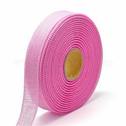 Polyesterbänder, Nachahmung von Baumwolle und Leinen, Perle rosa, 7/8 Zoll (23 mm), ca. 50 Yards / Rolle