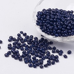 Granos de semillas de vidrio opaco, cuentas en forma de lágrima con flecos, azul oscuro, 4~5x3mm, agujero: 1 mm, aproximamente 440~450 g / bolsa