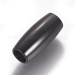 304 Stainless Steel Magnetic Clasps with Glue-in Ends, Rice, Gunmetal, 21x9.5mm, Hole: 6mm