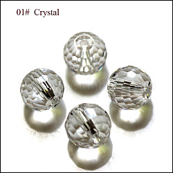 Imitazione branelli di cristallo austriaco, grado aaa, sfaccettato (128 sfaccettatura), tondo, chiaro, 10mm, Foro: 0.9~1 mm