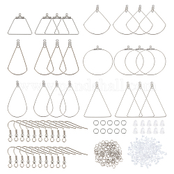 Kit de fabrication de boucles d'oreilles pendantes en fil de fer unicraftale, y compris 304 crochets d'oreille en acier inoxydable et pendentifs en fil, poussoirs d'oreilles en plastique, couleur inoxydable, 268 pcs / boîte