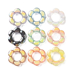 Acrylique transparent avec perles d'émail, fleur, couleur mixte, 35x32x9mm, Trou: 3mm