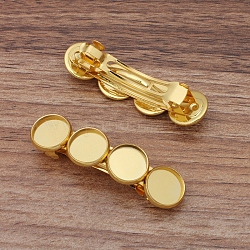 Eisen Haarspange Zubehör, mit flachen runden Lünetteneinstellungen aus Messing, golden, 55x14 mm, Fach: 12 mm
