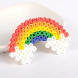 Melty Beads PE DIY Fuse Beads Rainbow Brooch, with Iron Findings, Platinum, Colorful, 46x75mm, Pin: 0.8mm
