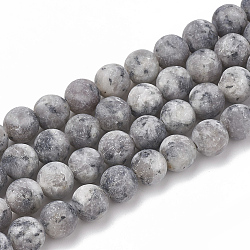 Natürliche Sesam Jaspis / Kiwi Jaspis Perlen Stränge, matt, Runde, 8 mm, Bohrung: 1 mm, ca. 47 Stk. / Strang, 15.5 Zoll