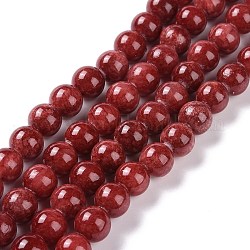 Natural Persian Jade Beads Strands, Dyed, Round, Red, 4mm, Hole: 1mm, about 90pcs/strand, 16 inch