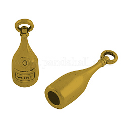 Tibetan Style Alloy Pendants, Bottle with Word Wine, Cadmium Free & Nickel Free & Lead Free, Antique Golden, 28x8mm, Hole: 3mm, about 367pcs/1000g