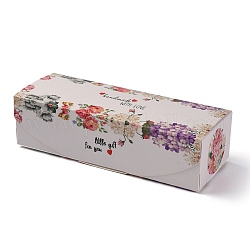 Подарочная коробка с принтом ручной работы, прямоугольник с цветочным узором, белые, 7-1/2x2-3/4x2 дюйм (19.1x7x5 см)