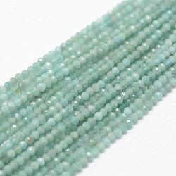 Natur Amazonit Perlen Stränge, Runde, facettiert, 2x1.5 mm, Bohrung: 0.5 mm, ca. 261 Stk. / Strang, 15.7 Zoll (40 cm)