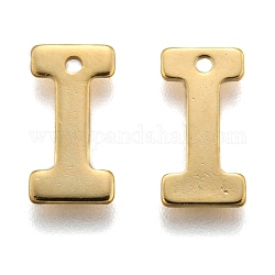304 charms in acciaio inox, lettera, fascino iniziale, vero placcato oro 18k, letter.i, 11x6~12x0.8mm, Foro: 1 mm