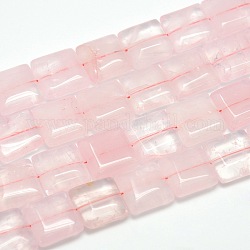 Natural Rose Quartz Square Beads Strands, Flat Slice Beads, 16x16x16mm, Hole: 1mm, about 22pcs/strand, 15.74 inch