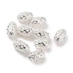 Perline filigrana in ottone, ovale, colore argento placcato, 8x5mm, Foro: 1.5 mm