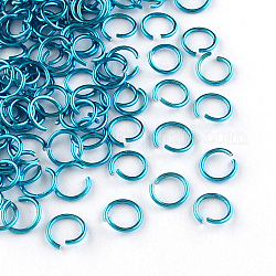 Filo di alluminio anelli aperti di salto, cielo blu profondo, 18 gauge, 10x1.0mm, circa 16000pcs/1000g