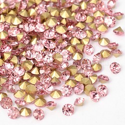 Назад никелированная класс алмаз стекла отметил горный хрусталь, светло-розовый, 2.3~2.4 мм, около 1440 шт / упаковка