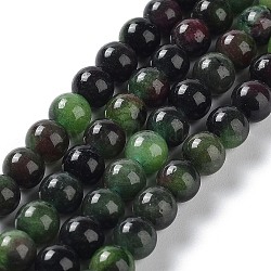 Teñido natural malasia jade abalorios hebras, redondo, verde oscuro, 6mm, agujero: 1 mm, aproximamente 31 pcs / cadena, 7.48 pulgada (19 cm)
