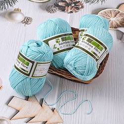 Soft Baby Yarns, with Bamboo Fibre and Silk, Light Sky Blue, 1mm, about 50g/roll, 6rolls/box