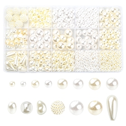 Perle acriliche di perle finte e perle di perle finte in plastica abs, tinto, Rotondo e ovale, colore misto, 4~12x3.5~11.5mm, Foro: 1~2.7 mm