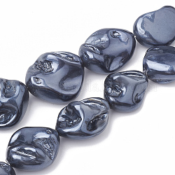 Shell Pearl Beads Strands, Polished, Nugget, Slate Gray, 15~25x10~26x5~16mm, Hole: 1mm, about 18pcs/strand, 14.96 inch