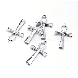 Easter 304 Stainless Steel Pendants, Ankh Cross
, Stainless Steel Color, 44.5x25.5x2.5mm, Hole: 1.5mm