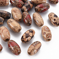 Perle di legno naturale stampate, ovale, colore misto, 14~15x8mm, Foro: 3 mm