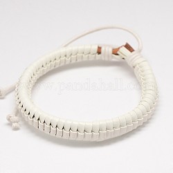 Alla moda unisex in pelle stile casual avvolto braccialetti di cuoio dell'unità di elaborazione, con cordoncino cerato, bianco, 54mm