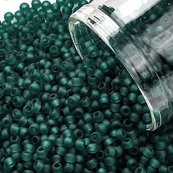 TOHO Round Seed Beads, Japanese Seed Beads, (7BDF) Transparent Frost Teal, 11/0, 2.2mm, Hole: 0.8mm, about 1110pcs/bottle, 10g/bottle