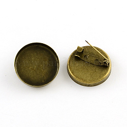 Flaches rundes Tablett aus Messing für Broschen zum Basteln von Broschen, mit Eisenstiften, Antik Bronze, Fach: 25 mm, 26 mm