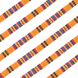 Craspire 10 mètre/rouleau de cordons en tissu ethnique bohème 5 mm corde tressée plate en polyester pour bricolage, emballage cadeau fait à la main, bracelet, collier, fournitures de bijoux, accessoires (orange)